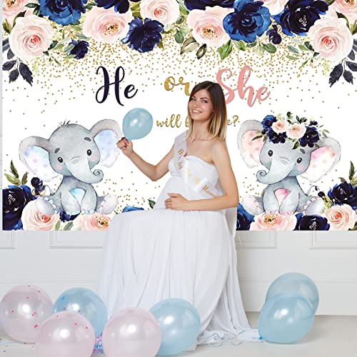 Skystuff Gender Reveal Decorations, He or She Backdrop Banner - Image 4