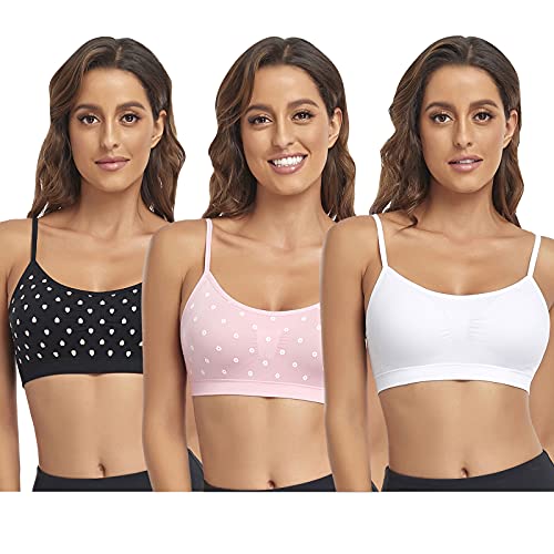 Image of Litthing Bralettes Padded for Women Cami Strap Bra Seamless Sportsbra Wireless Comfort Yoga Lightly T-Shirt Tank Tops