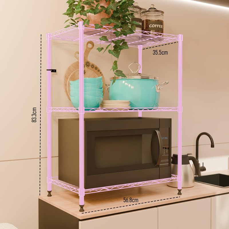 Image of 3-Shelves Heavy Duty Steel Storage Rack | Multipurpose Shelving Unit for Kitchen, Home & Utility