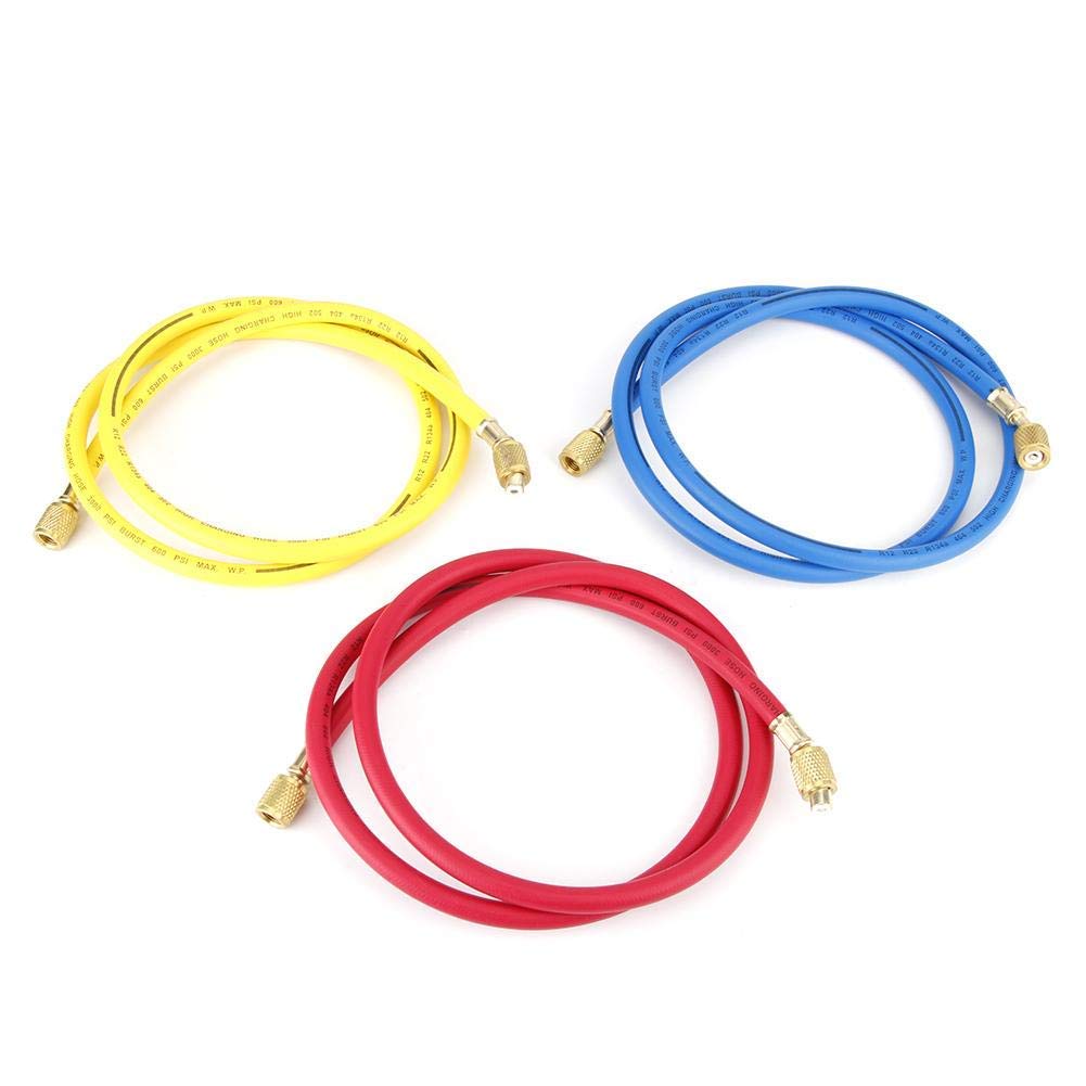 Topincn Tubi di riempimento del refrigerante da 1,5 m, 600 PSI 1/4", pressione 1/4", aria condizionata, luce fluorescente