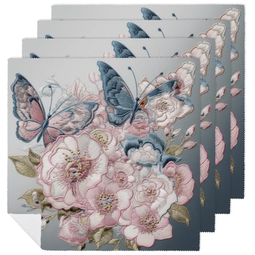 Servilletas de Tela Floral Mariposas 4 Piezas miniatura 1