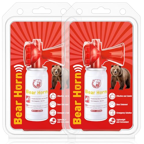 Dunkive 2 Pack Bear Horns - Very Loud 120dB Air Horns for Safety, Heard Up to 1/2 Mile Away, Scares Wild Animals
