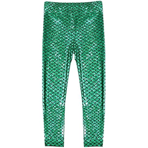 Frogwill Little Girls Mermaid Scale Leggings Fish Pants 7-8 Years Green Cover