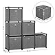 SONGMICS Steckregal 6 Würfel Aufbewahrungssystem mit 6 Stoffboxen DIY Schrank multifunktional mit robustem Metallrahmen Gummihammer 105 x 105 x 30 (B x H x T) Schwarz LSN66BK