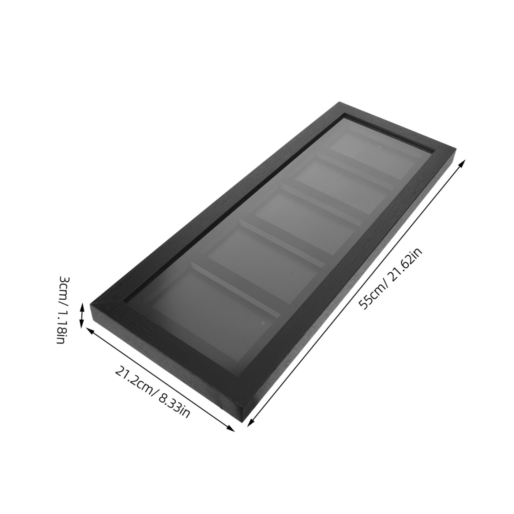 Trading Card Display Holder con 5 Scomparti, Struttura a Rilascio Rapido, Fibra di Legno Nero, per Esposizione di Sports Cards