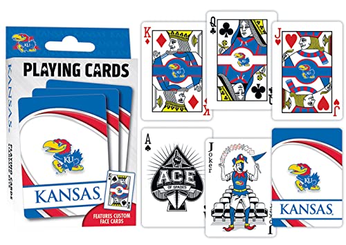Image of MasterPieces Family Games - NCAA Kansas Jayhawks Playing Cards - Officially Licensed Playing Card Deck for Adults, Kids, and Family