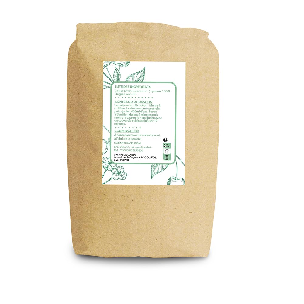 Queue de Cerise 500g Pédoncules Entiers Purs Drainage Naturel Rétention d'Eau Élimination Acide Urique Fabriqué en France Rue des Plantes