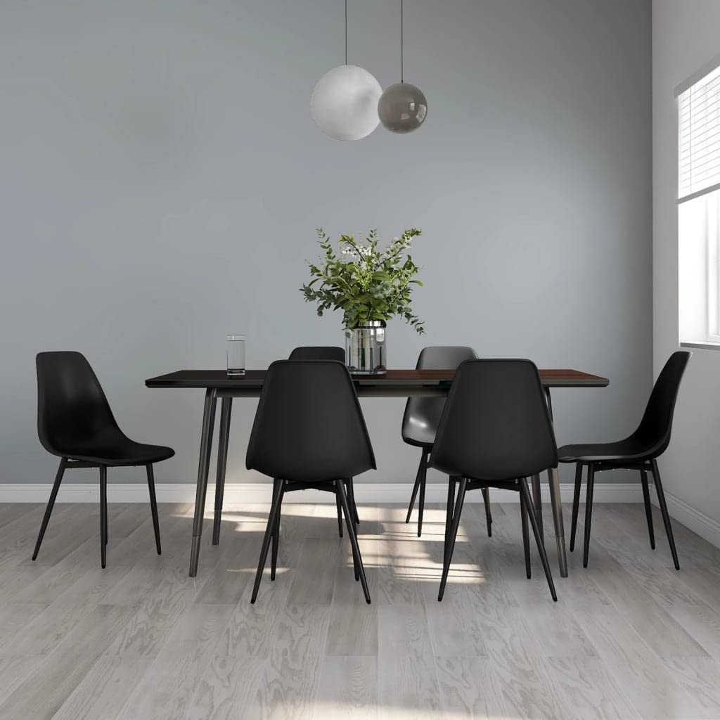 vidaXL Lot de 6 Chaises à Manger, Sièges à Dîner, Chaises de Repas, Meubles de de Salle à Manger Cuisine Maison Intérieur, Noir PP