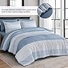 Blue Comforter Set Queen Size,Boho Striped Comforters for Boys & Girls,7 Pieces Bed in A Bag Simple Neutral-Style Bedding Sets for Kids Teen #2