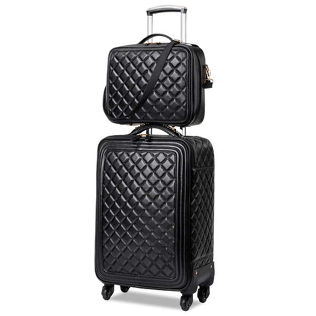 Retro Pu Leather Rolling Luggage Set Spinner Capacity Trolley