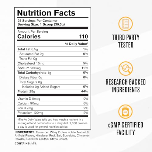 Image of Jacked Factory Authentic ISO Grass Fed Whey Protein Isolate Powder - Low Carb, Non-GMO Muscle Building Protein w /No Fillers, Post Workout Recovery, Cinnamon Cereal Splash - 25 Servings