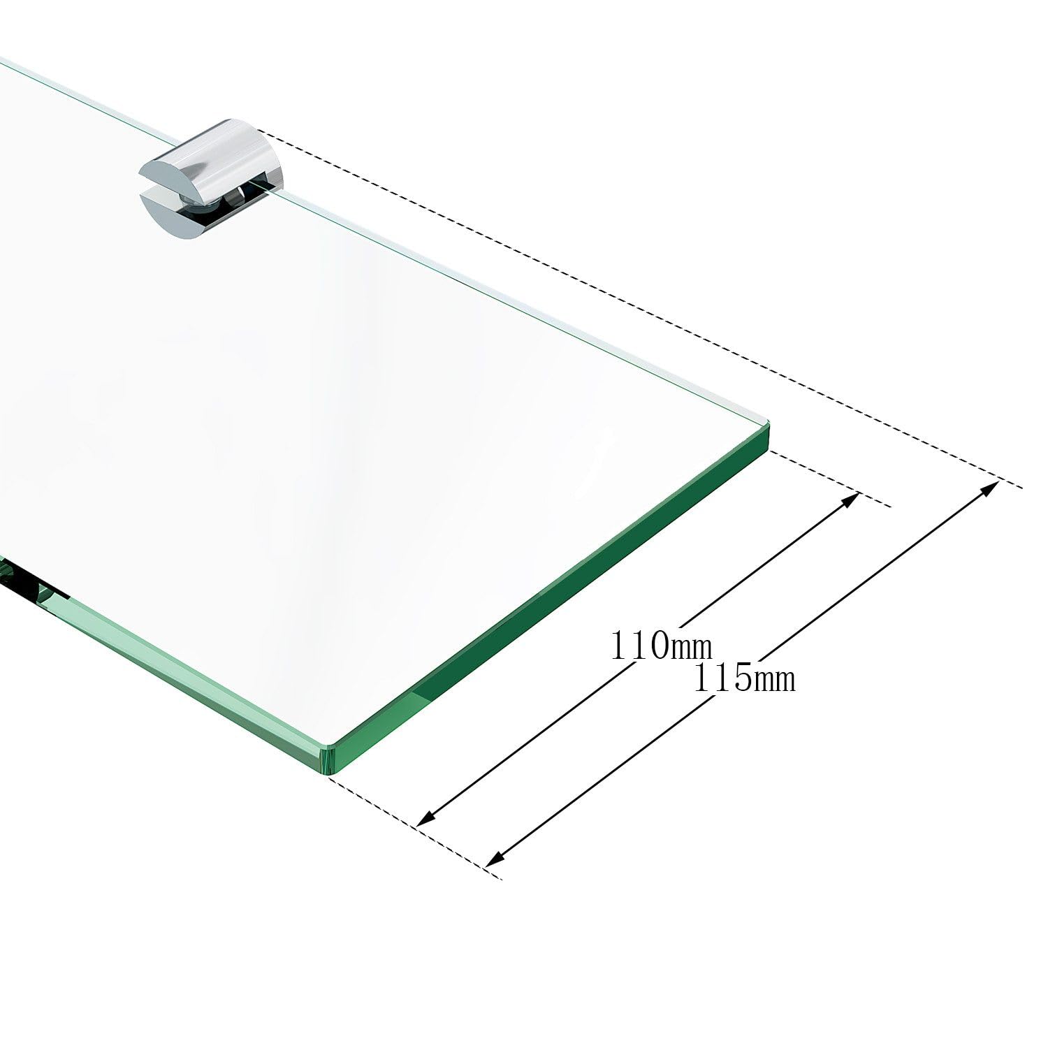 Étagère murale en verre de salle de bain - 70 cm - En verre transparent de sécurité ESG de 6 mm
