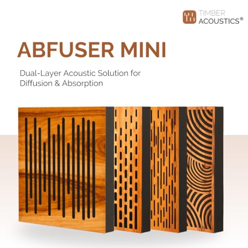 Image of Timber Acoustics Abfuser Mini Acoustic Panel | Diffusion & Absorption | Reduces Echo | For Studios, Home Theatres & Living Spaces | 1ft x 1ft x 2in (Zig-Zag Waves, Set of 4)