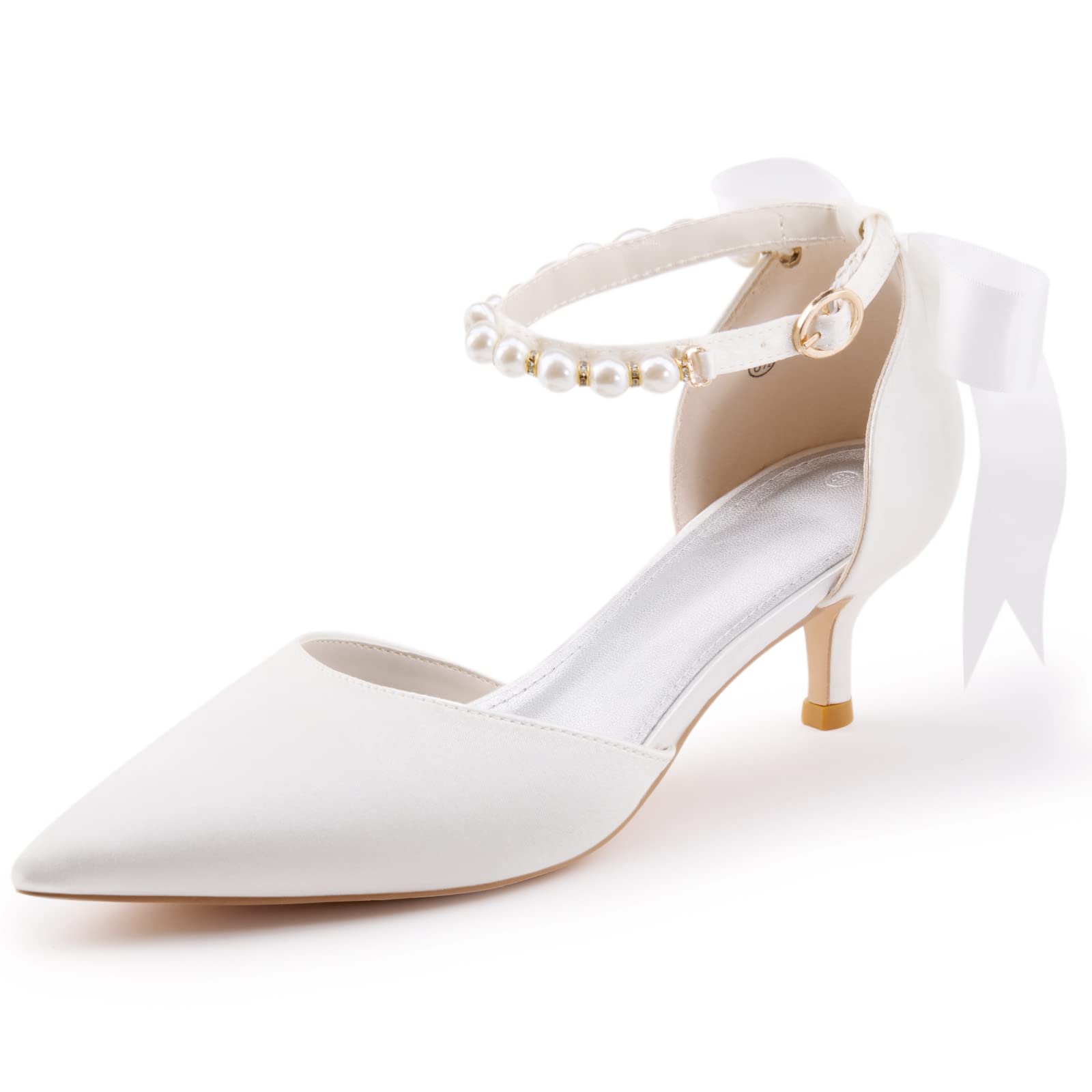 Coutgo Womens Pearl Ankle Strap Pumps