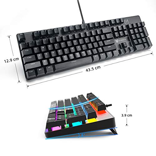 Qisan Mechanical Gaming Keyboard Full Size 104 Keys US Layout Wired Red Switch Backlit Keyboard with Black Color - Image 3