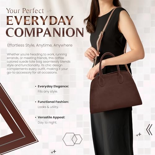 Image of Suede Hobo Tote Bag for Women - Stylish Slouchy Handbag, Leather Work Bag, Women's Handbags, Hobo Tote Bag for Travel&Office