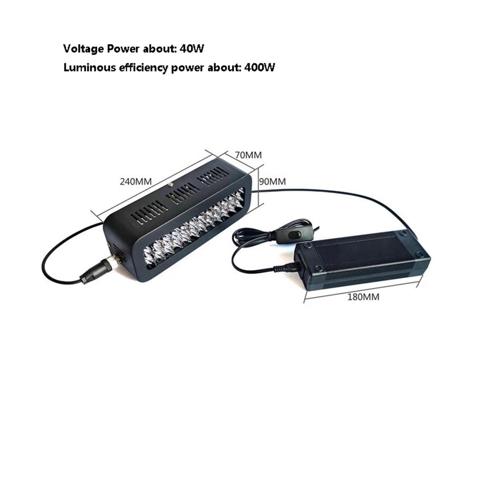 Luz Negra Ultravioleta, 400W 395nm 405nm 365nm Lámpara de curado UV Tinta de pegamento UV Verde, Curado de pintura en aerosol, Detección, Pantalla fluorescente, Detección de fallas(405nm)