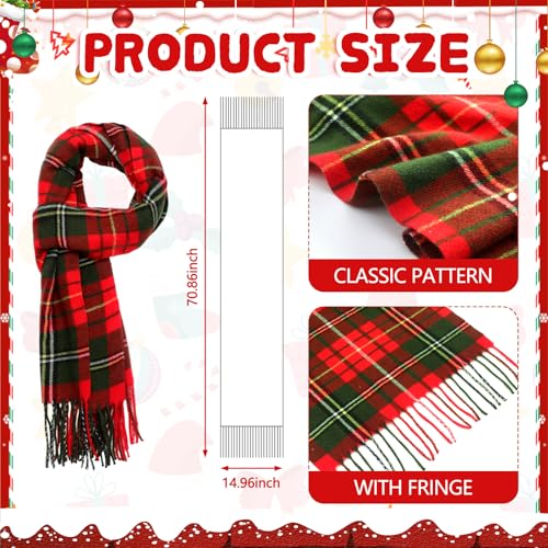 Ramede 6 Pcs Christmas Buffalo Plaid Scarf Faux Cashmere Tartan Scarf Shawls Wraps Soft Large Grid Winter Warm Long Scarf2