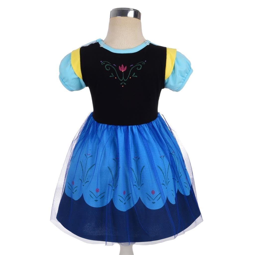 Lito Angels Princess Fancy Tulle Dress Up Costume with Cape for Girls Cotton Outfit Casual Wear, Age 5-6 Years, Blue 098 - Image 4