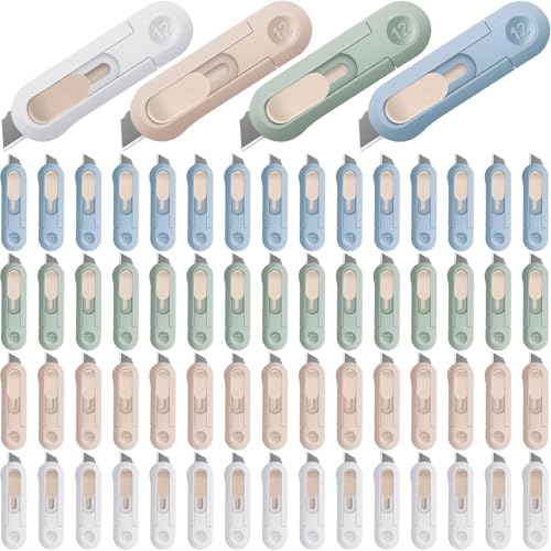Lasnten 60 Pack Mini Box Cutters Retractable Box Opener Small Package Opener Cute Package Cutter Bulk for Paper Wrapping Daily Express Boxes Envelopes DIY Craft Office and Home