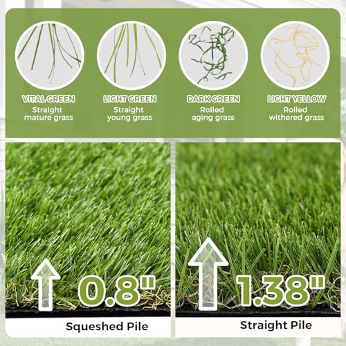 Image of Artificial Grass Rug Indoor Outdoor 7 x 15FT Faux Grass with Drainage Holes