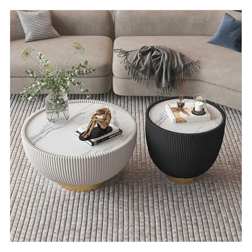 Mesa auxiliar redonda, mesa central minimalista para sala de estar, elegante diseño superior de cuero, mesa de té moderna, mesa de café redonda versátil en forma de cuenco, opciones grandes y pequeñas