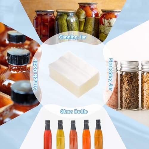 Image of PATIKIL 65x100mm PVC Perforated Shrink Bands, 1000Pcs 0.05 mm /2 Mil Thickened Heat Shrink Seal Wrap Fit for 1.25 inch-1.5 inch Cap Diameter Essential Oil Bottles Jars Cans Tin, Clear