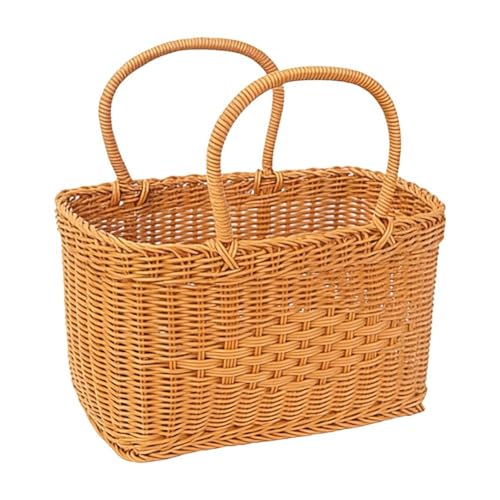 Cesta de compra de imitación ratán con asa duradera y cómoda 2