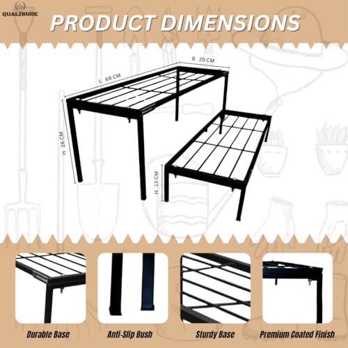 Image of Big Size Iron Stand - 2-Tier Plant Stands for Balcony 2 Step Plant Stand for Plants in Balcony Pot Stands for Plants in Balcony Gamla Stand - Sturdy Rustproof Indoor /Outdoor Use