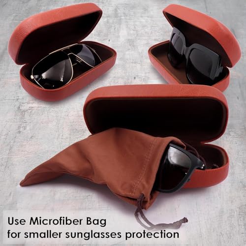 Image of MyEyeglassCase Extra Large Hard Shell Sunglasses Case for Large Rectangular Frames, Eyeglass Case with Pouch & Cloth
