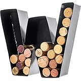 Wine Cork Holder - Metal Monogram Letter (W), Black, Small | Wine Lover Gifts, Housewarming,...
