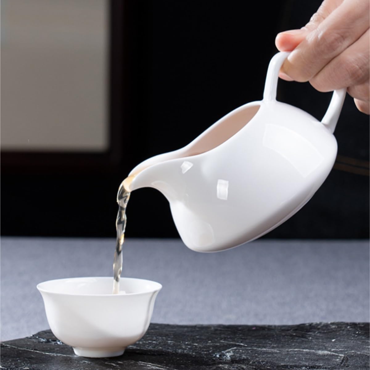 Salsiera Perfetta per Salse Set da tè in Porcellana Bone China Semplice in Bianca Sugoso Infusore Tazza Fiera Ristoranti E Feste