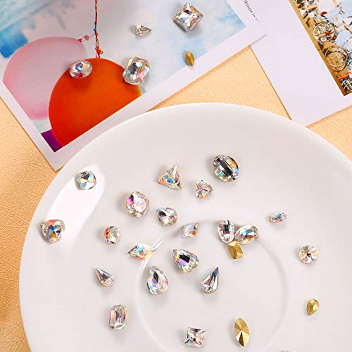 Bememo 2000 Stück 3D Kristall AB Farbe flache Rückseite Strass Nail Art DIY Basteln Edelsteine mit 30 Nagel Kunst Metall… – Bild 3
