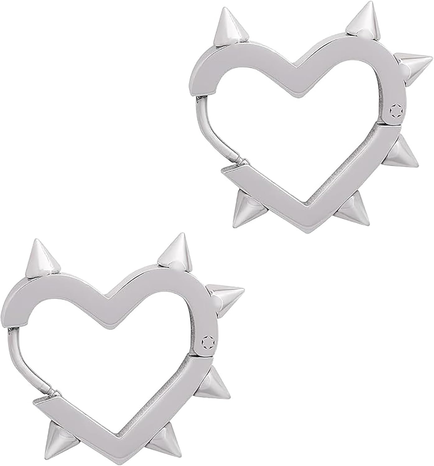 Gothic Spike Heart Hoop Earrings for Women Gothic Punk Rock Heart Earrings Trendy Stainless Steel Emo Earring Halloween Jewelry Gifts for Women