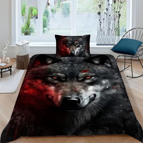 Housse de couette loup noir microfibre contre le linge rêche - 3