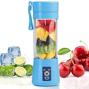 Topspitgo Smoothiemaker, persoonlijke mixer en blender met 6 roestvrijstalen mesbladen, sapcentrifuge, usb-oplaadbaar en met 380 ml capaciteit, geschikt voor gezinnen, kamperen en sporten