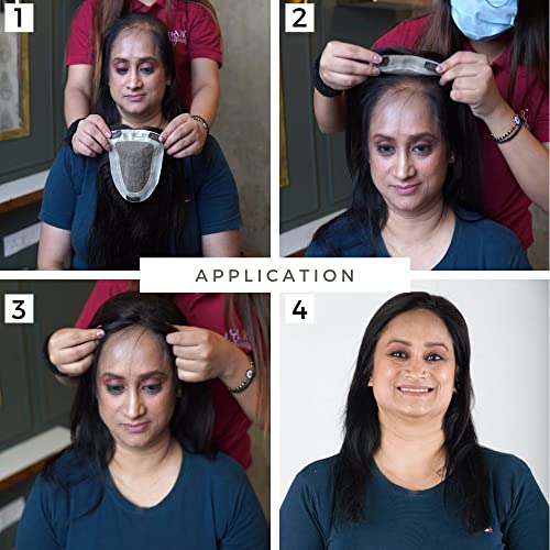 Image of Hair Originals 100% Human Hair Toppers for Thinning Hair | Scalp Cover Up for Thinning Hair Extensions for Women (Natural Brown, 18 Inches) | Scalp Topper Size - 5 inch x 7 inch