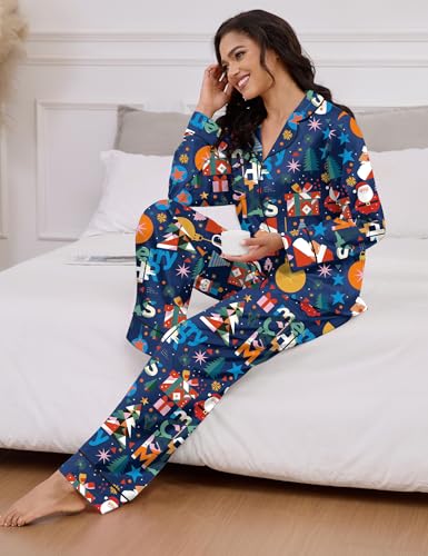 Image of SHESHOW Satin Pajamas for Women Set Long Sleeve Button Down Sleepwear 2 Piece Nightwear Women Pjs Sets Size XS-XXL