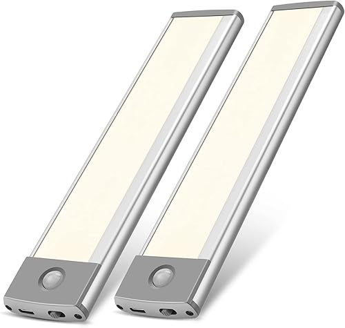 Luces para debajo de gabinetes, luz nocturna de cocina recargable por USB, iluminación para debajo del mostrador de 30 luces LED a batería, luz