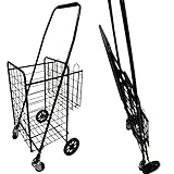 MaxWorks 50545 70 lb. Capacity Folding Shopping Cart with Dual Baskets and Swivel Wheels, Black