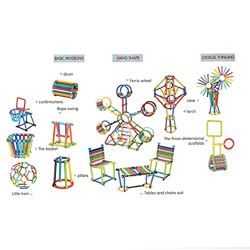 Image of Gambit Bulid Structures Interlocking Play Mat Building Sticks Blocks Set (250 Pieces) Smart Activity Fun and Learning Train Blocks for Kids - Multi-Color