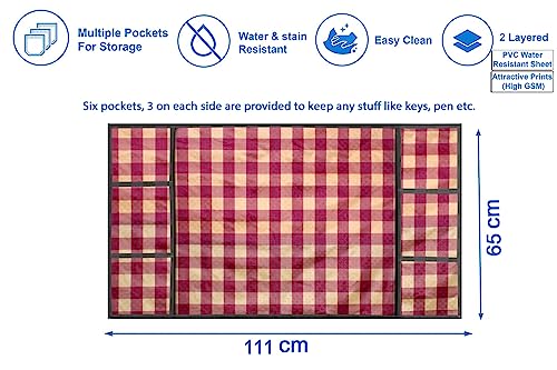 Image of Stylista Refridgerator top Cover Suitable for Samsung RT37C4512BX /HL, 322 Liter Fridge, Dimension (WXD) 65x111 CM, Plaid Pattern Maroon