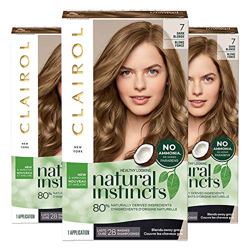 Clairol Natural Instincts Semi-Permanent, 7 Dark Blonde, Coastal Dune, 3 Count