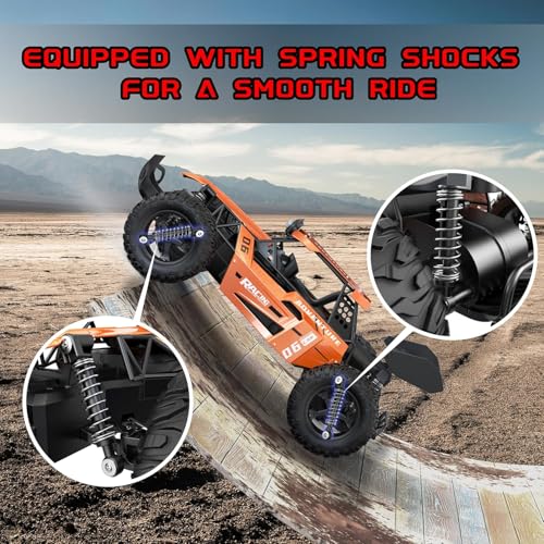 Image of RC Monster Truck, 1:12 Scale, Orange, 2WD, 25 km /h, with LED Lights, 7.4V Battery, for Kids Ages 3+