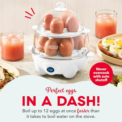 Image of Dash Deluxe Egg Cooker - Boiler, Poacher & Steamer - Includes Measuring & Recipe Guide - Dishwasher Safe - BPA Free - Holds 12 Eggs, White