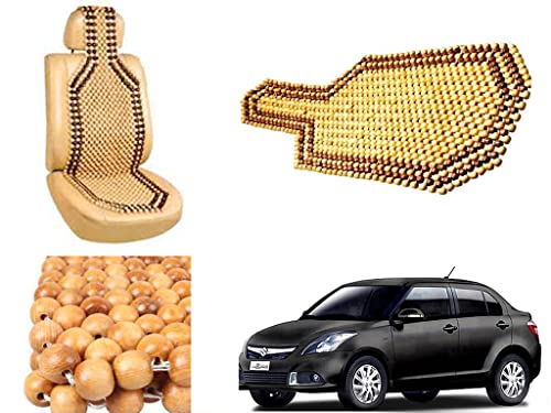 Image of Car Bead Seat Wooden Beads Cushion Cover Pad for Maruti Suzuki Swift Dzire Type 3, Acupressure Sitting Seat Cover | Cream Color - Pack of 1