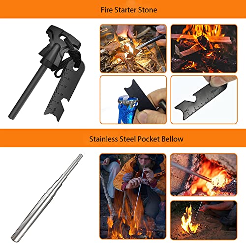Graxury-14-in-1-Multi-Purpose-Emergency-Survival-Kit-Camping-Accessories-Flint-Multi-Purpose-Card-Emergency-Blanket-Flashlight-and-More-for-Camping-Fishing-Hunting