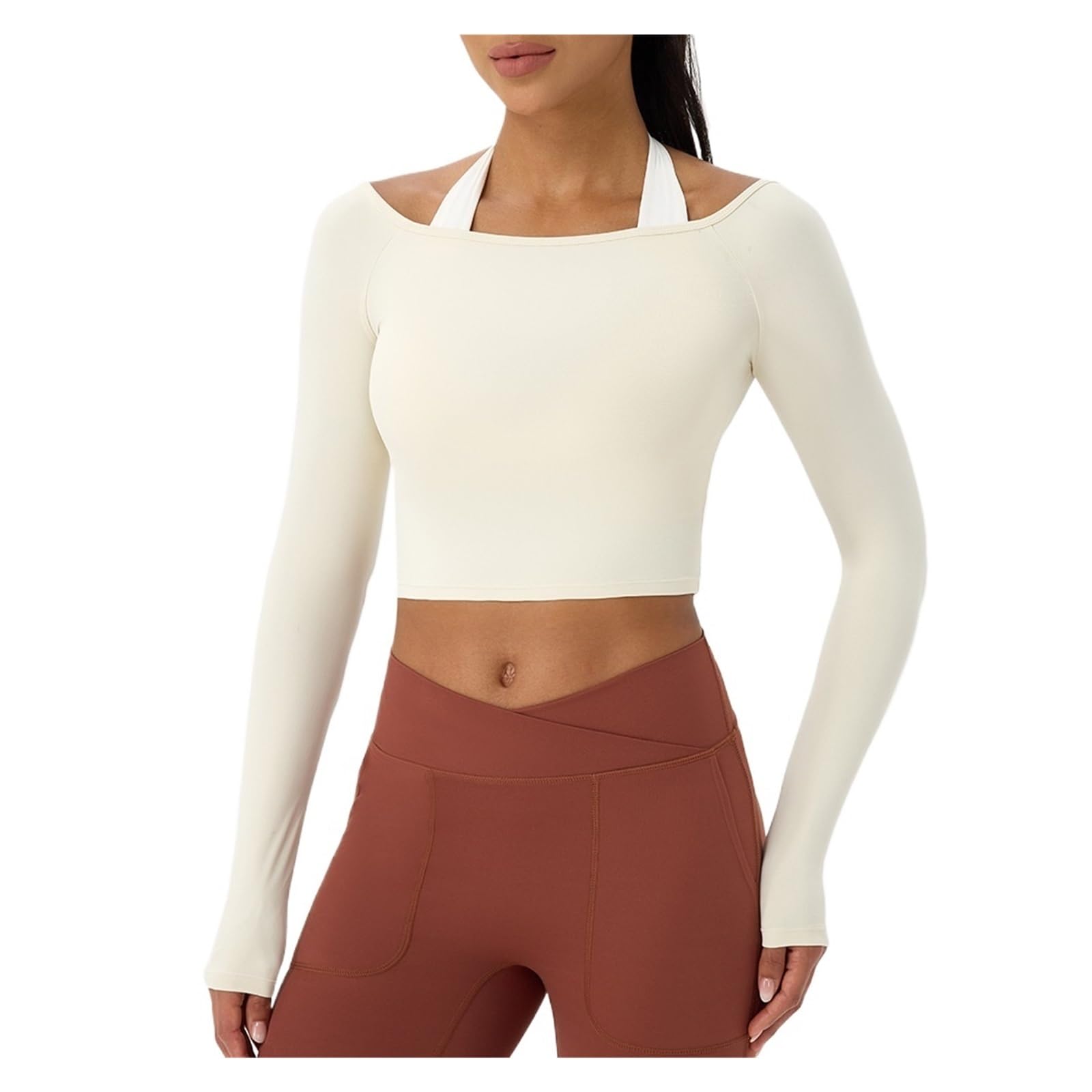 Top Yoga a Maniche Lunghe Donna Maglietta Yoga a Maniche Lunghe | Abbigliamento fitness aderente monospalla da donna Top Nude Feel Camicie da yoga