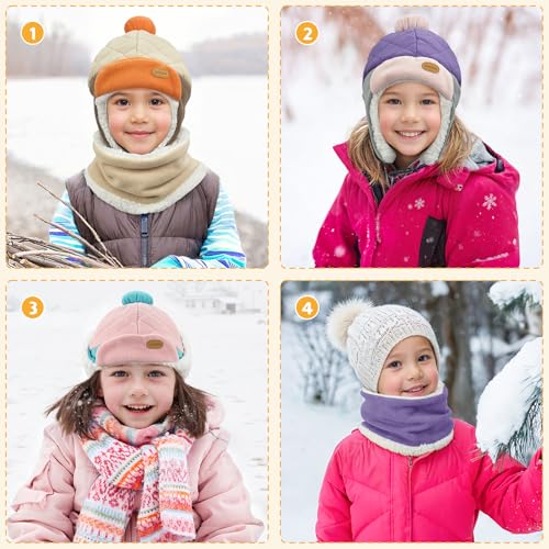 Sukeen Kids Winter Hat Scarf Set for Girls Boys Anti-static kids Warm Hat Anti-pilling Earflap Hat for Cold Weather2