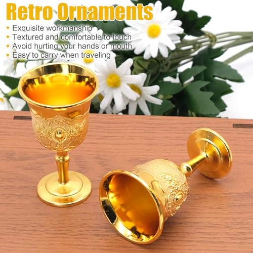 2pcs Vintage Chalice Goblet, Gold Wine Glasses, Glasses Embossed Cup for Home, Party, Wedding, Christmas, Milk, Whiskey - Image 5